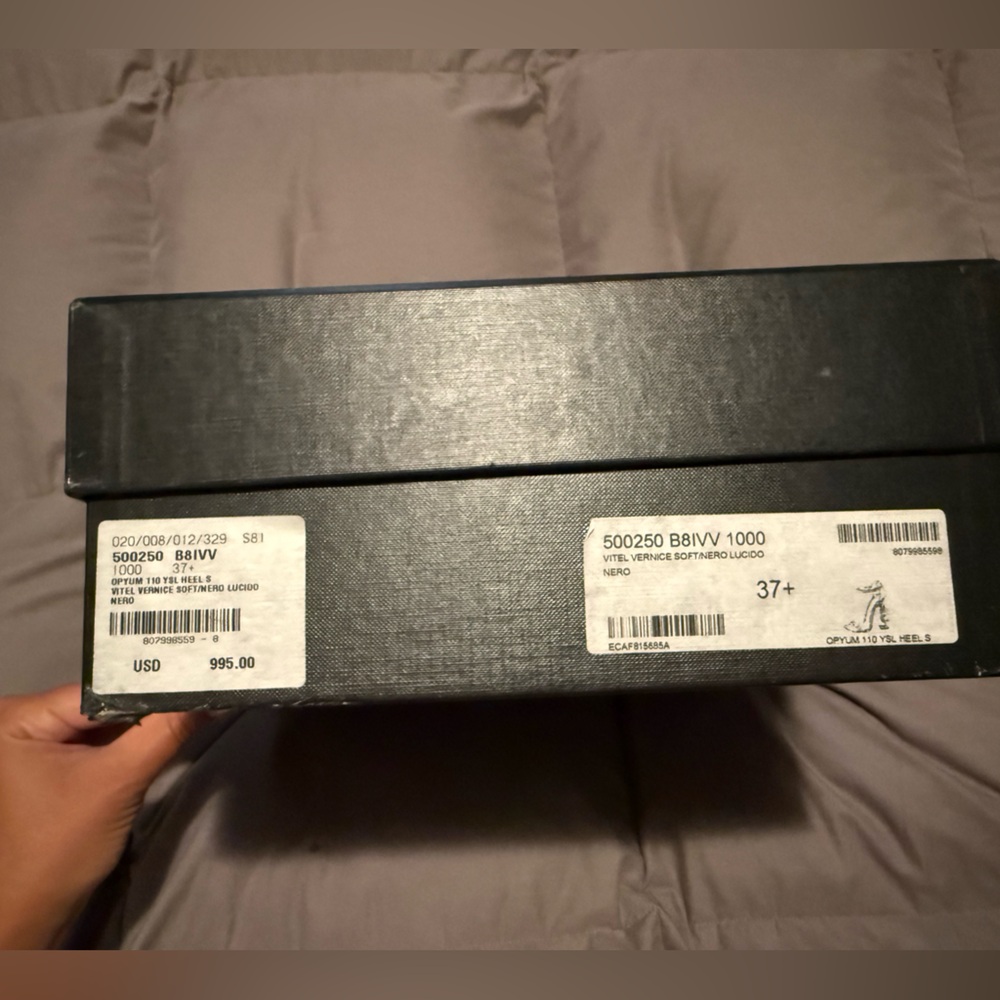 Saint Laurent Black YSL Logo-Heel Sandals - Picture 10 of 11